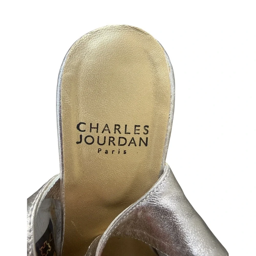 Charles Jourdan Paris Gold Leather Slingback Espadrille Wedges 6 Vintage